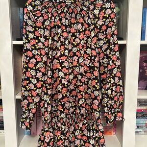 kate spade Black Floral Mini Dress with Pink and Yellow Blossoms